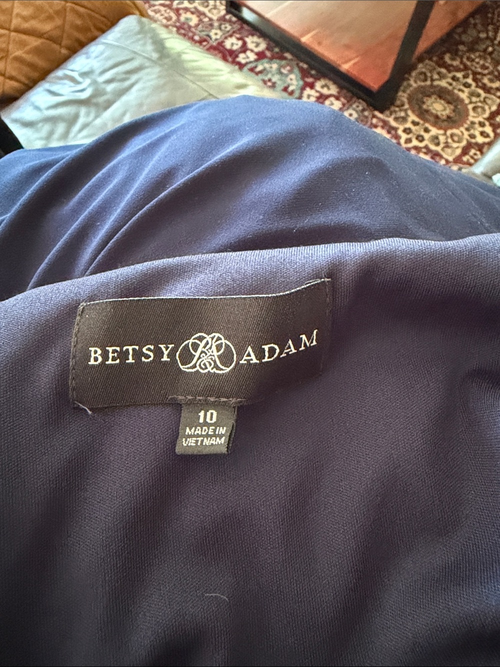 Betsy & Adam navy Long Lace Sleeve Evening Gown - Picture 4 of 5